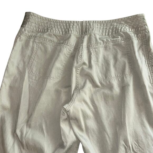 Sigrid Olsen Pants Womens Tan 100% Linen Blend  Capri Front Tie Poet Crop 14 P - Picture 8 of 12